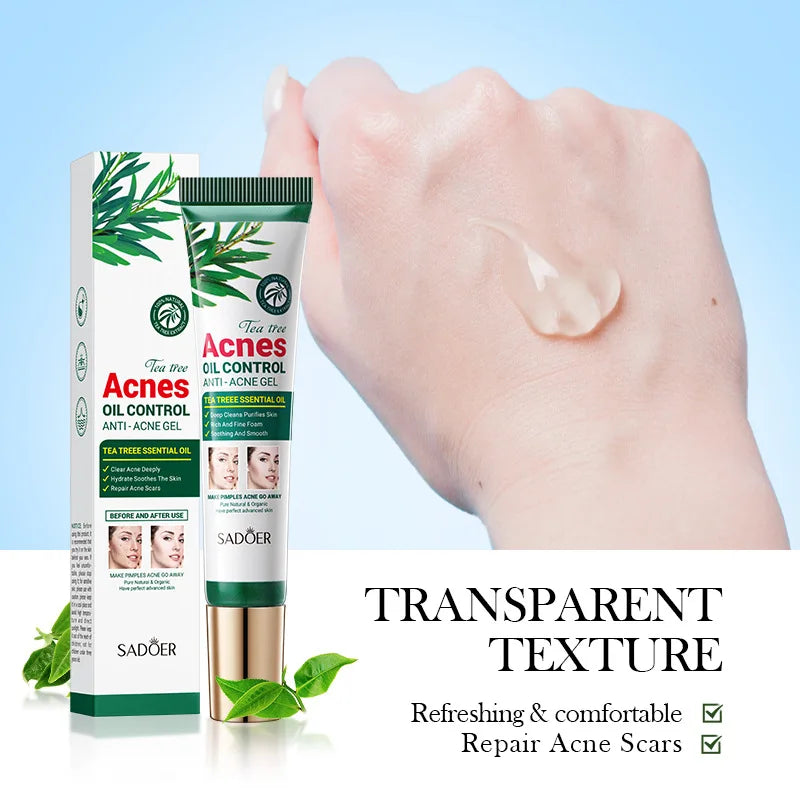 SADOER Tea Tree Acne Cream – Oil Control, Hydrating & Moisturizing Facial Skincare Gel