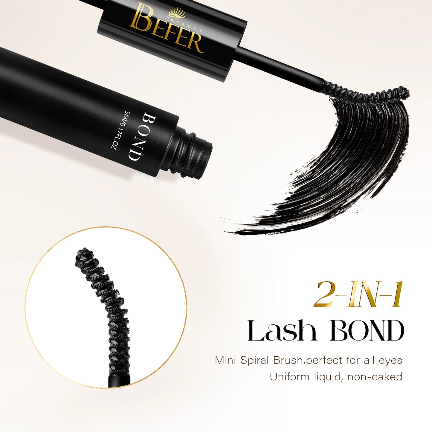BEFER 2-in-1 Eyelash Glue & Remover — Waterproof Lash Adhesive for Strong, Long-Lasting Eyelashes