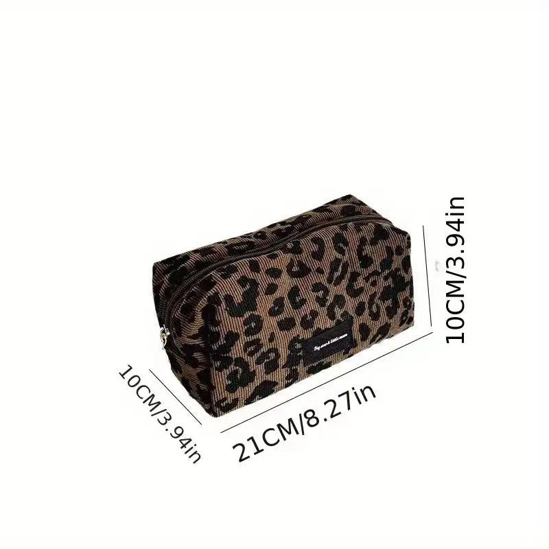 Leopard Print Makeup Bag - Large Capacity Cosmetic Organizer & Lipstick Storage Pouch