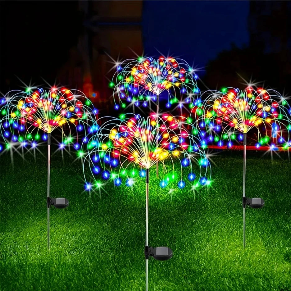 8-Mode Solar Outdoor LED Globe Lamp – Dandelion Fireworks Light with 90/120/150/180/200 LEDs for Garden, Lawn & Holiday Decorations