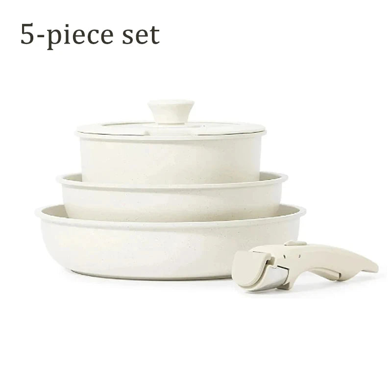 DONNOR Safe Nonstick Kitchen Cookware Set - Oven Safe Pots and Pans with Removable Handles