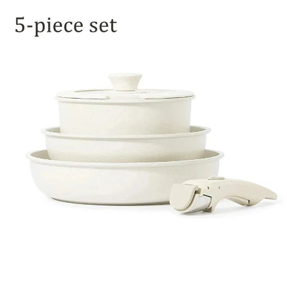 DONNOR Safe Nonstick Kitchen Cookware Set - Oven Safe Pots and Pans with Removable Handles