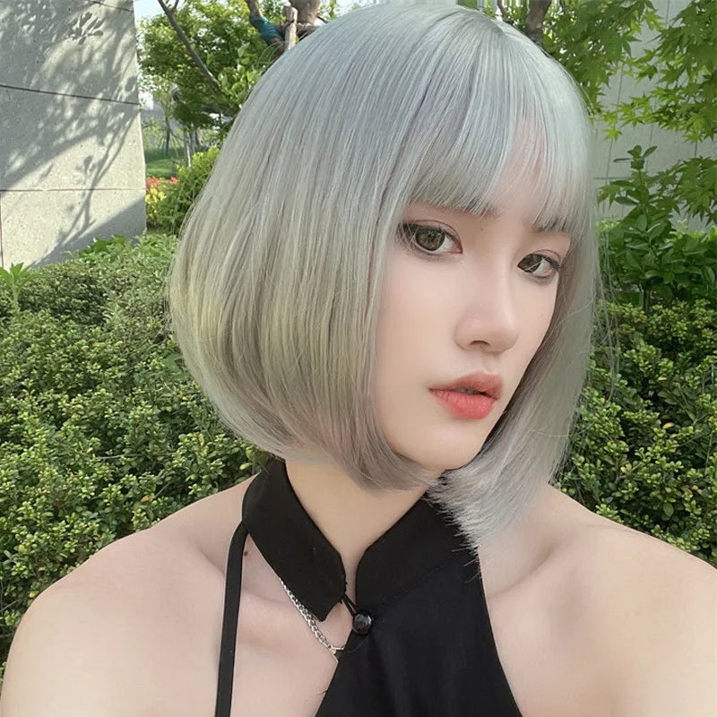 Synthetic Blonde Bobo Wig – Short Straight Breathable Hair Extension Wig for Young Women & Ladies