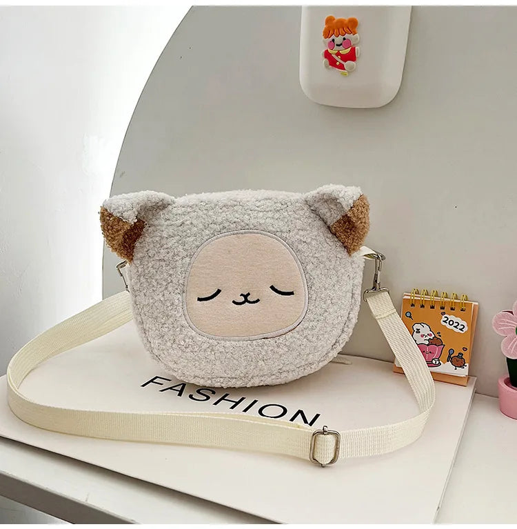 Japanese Kawaii Cartoon Plush Shoulder Bag – Small Crossbody Phone & Purse Bag for Women