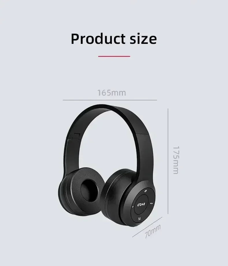 2025 New Stereo P47 Bluetooth Headset – Wireless 5.0 Sports Gaming Headset, Folding Design for iPhone & Xiaomi