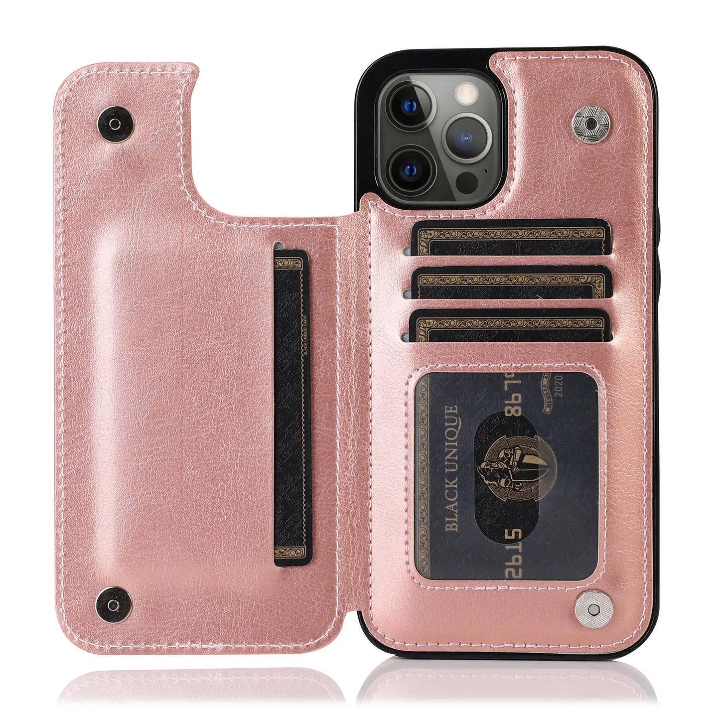 Luxury PU Leather Wallet Case - Kickstand Card Holder Cover with Slots for iPhone 15 14 13 12 11 Pro Max SE X XR XS Max 8 7 6 Plus