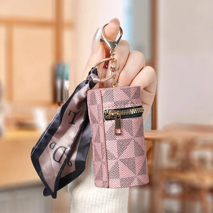 Plaid Mini Coin Purse - Compact Keychain Pendant Bag for Coins, Earbuds & Small Essentials