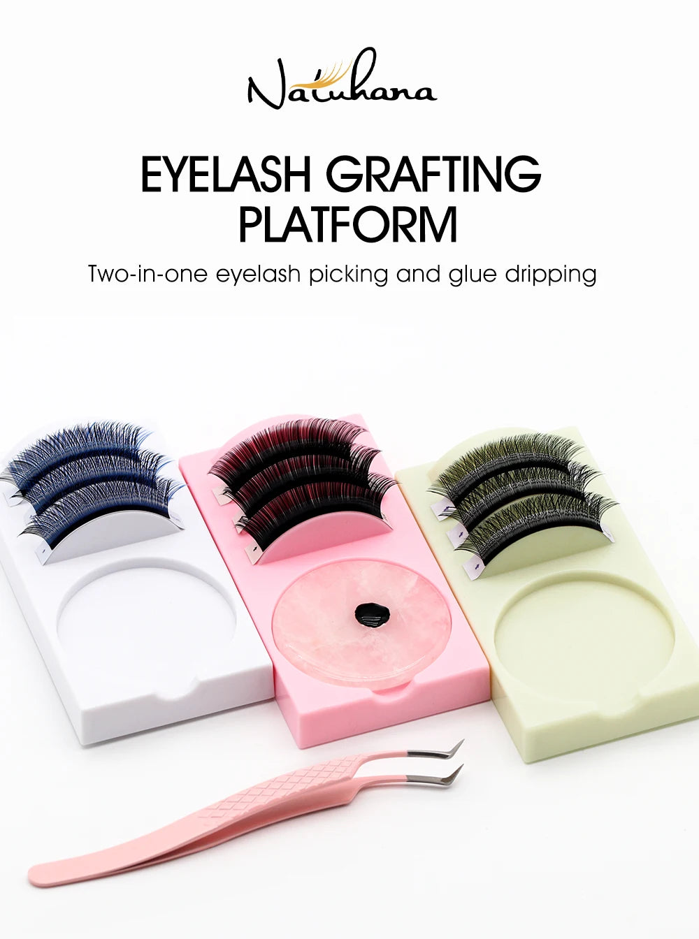 Reusable 2 in 1 Acrylic False Lashes Stand Pad & Glue Holder – Eyelash Grafting Assistor Tool