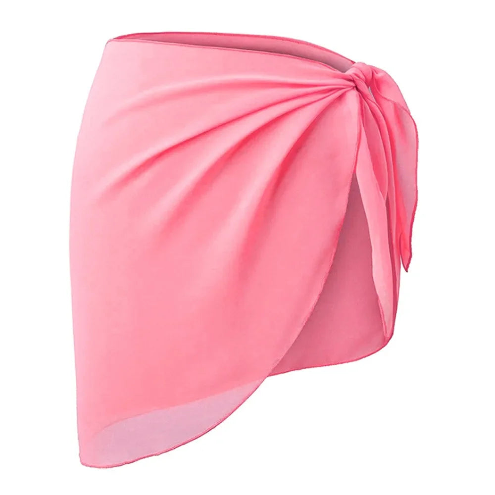 Women's Summer Sheer Sarong Cover-Up - Solid Chiffon Bikini Wrap Beach Skirt