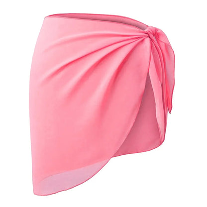 Women's Summer Sheer Sarong Cover-Up - Solid Chiffon Bikini Wrap Beach Skirt