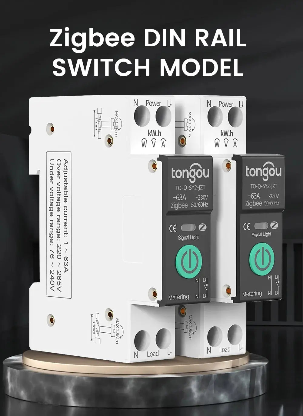 TUYA WiFi/ZigBee Smart Circuit Breaker – MCB with Over Current & Under Voltage Protection, Power Metering, 1-63A Remote Control Switch