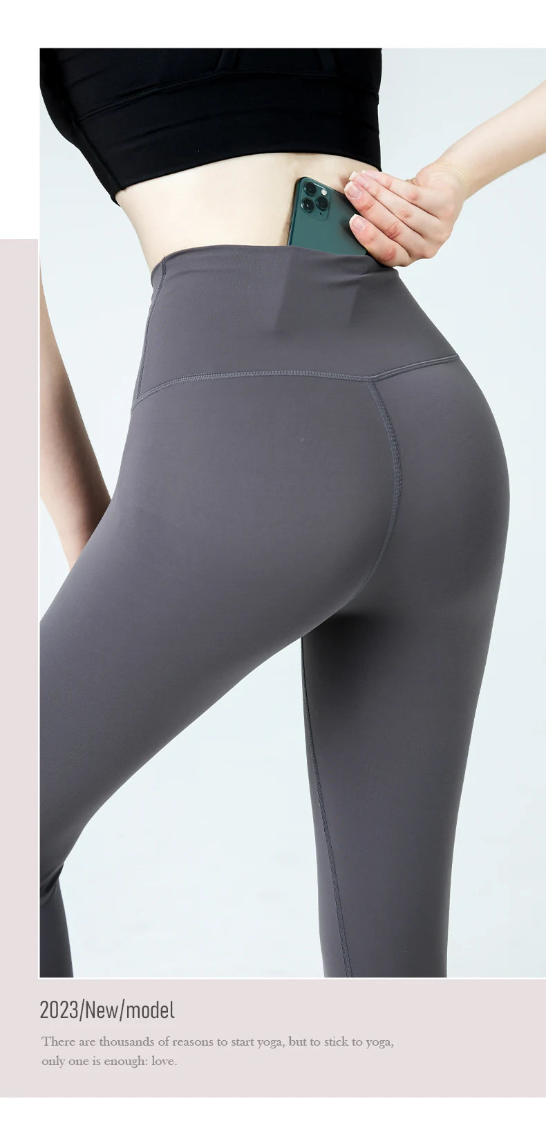 Naked Feel Butt-Lifting Yoga Leggings for Women – High Waist Sports Tights with Hidden Waist Pockets, Gym Fitness Wear