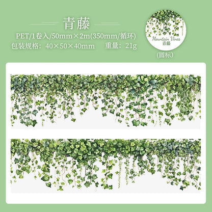 5x200cm INS Fresh Vine Theme PET Tape – Adhesive Stickers for DIY Scrapbooking, Diary, and Collage Crafts