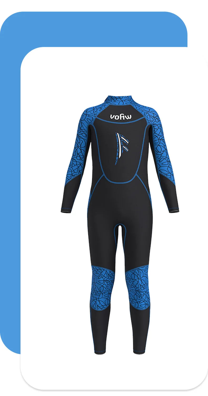 Children's 2mm/3mm Neoprene Wetsuit – One-Piece Long Sleeve Diving Suit for Cold Protection, Sunscreen, Surfing, Swimming & Snorkeling