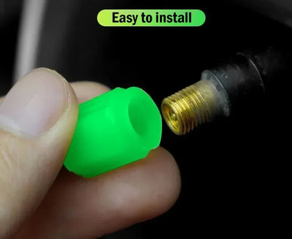12Pcs Luminous Valve Stem Caps - Fluorescent Night Glowing Wheel Hub Caps for Motorcycle, Bicycle and Car Tyres