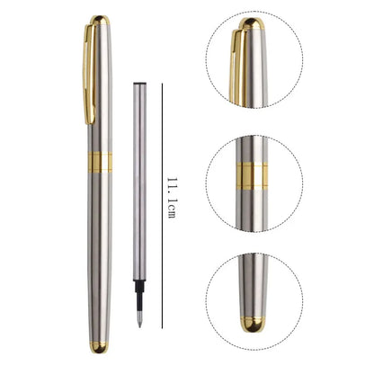 High-Quality Stainless Steel Ballpoint Pen – Business Signing Pen with Replaceable Refill for Office & School