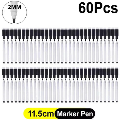 Magnetic Dry Erase Markers with Eraser Caps - Black Whiteboard Pens for School, Home and Office