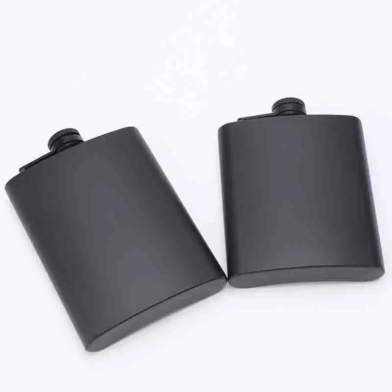 304 SS Portable Hip Flask – Black Whiskey, Vodka, Wine Bottle (6-12oz), Outdoor Bar Party Drinking Utensil