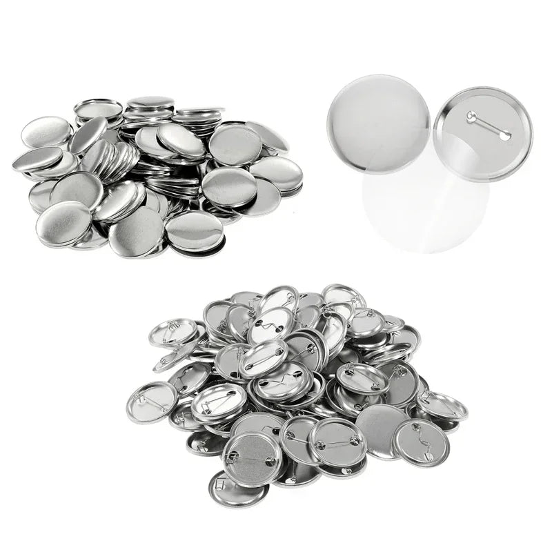 100 Sets Round Badge Pin Button Maker Machine - 25/32/37/44/58MM, DIY Punch Press Machine, Manual Badge Parts Consumables