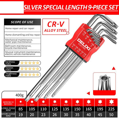 DELIXI ELECTRIC Allen Key Set - Metric Hex Wrench Screwdriver Kit with Long Torque Handles for Motorcycles & Bicycles