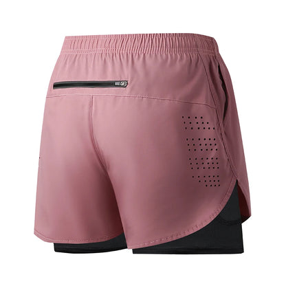 Men’s Quick-Dry Running Shorts — Black Double Layer Sport Workout Training Bodybuilding Shorts
