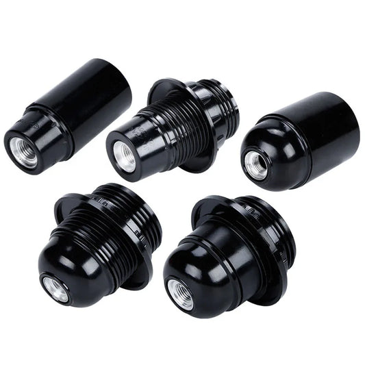 Black E27 Bakelite Lamp Holder - Self-Locking LED Light Bulb Socket with 4A 250V Rating