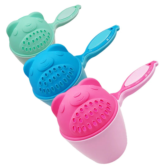 Baby Cartoon Bear Bath Cup - Cute Newborn Shower Rinse Spoon for Kids Shampoo & Bathing