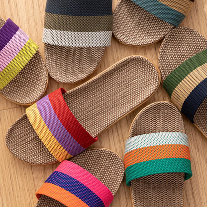 Unisex Fabric Summer Slippers – Breathable Soft Slip-On Indoor Home Shoes