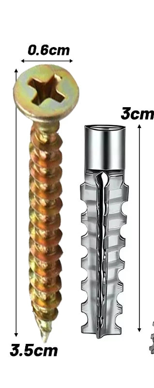 Hollow Wall Expansion Screw Kit - Metal Anchors with Self Tapping Screws for 6/8mm Pipe Drilling & Fastening