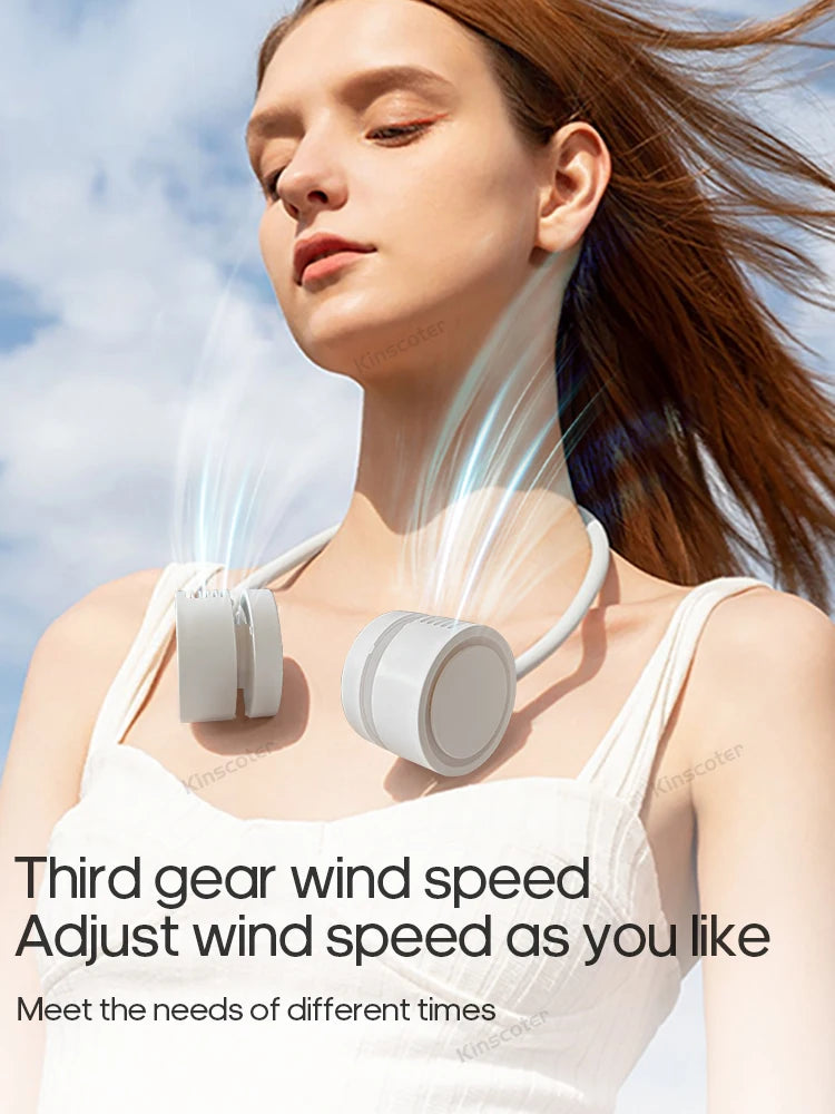 New Portable Neck Fan | Foldable Mini USB Rechargeable 1600mAh Silent Cooling Fan for Sports & Personal Use