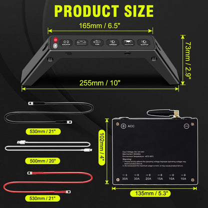 6-Gang Wireless Switch Panel - Grab Handle Control Panel for Jeep Wrangler JL 2018-2023 & Gladiator 2020-2023