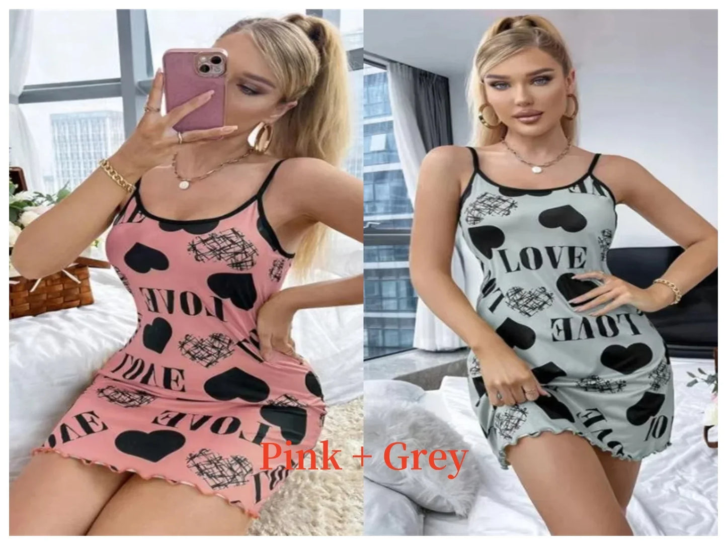 Women’s Cute Cartoon Nightgown - Sexy Halter Back Summer Pajamas & Home Wear Short Dress