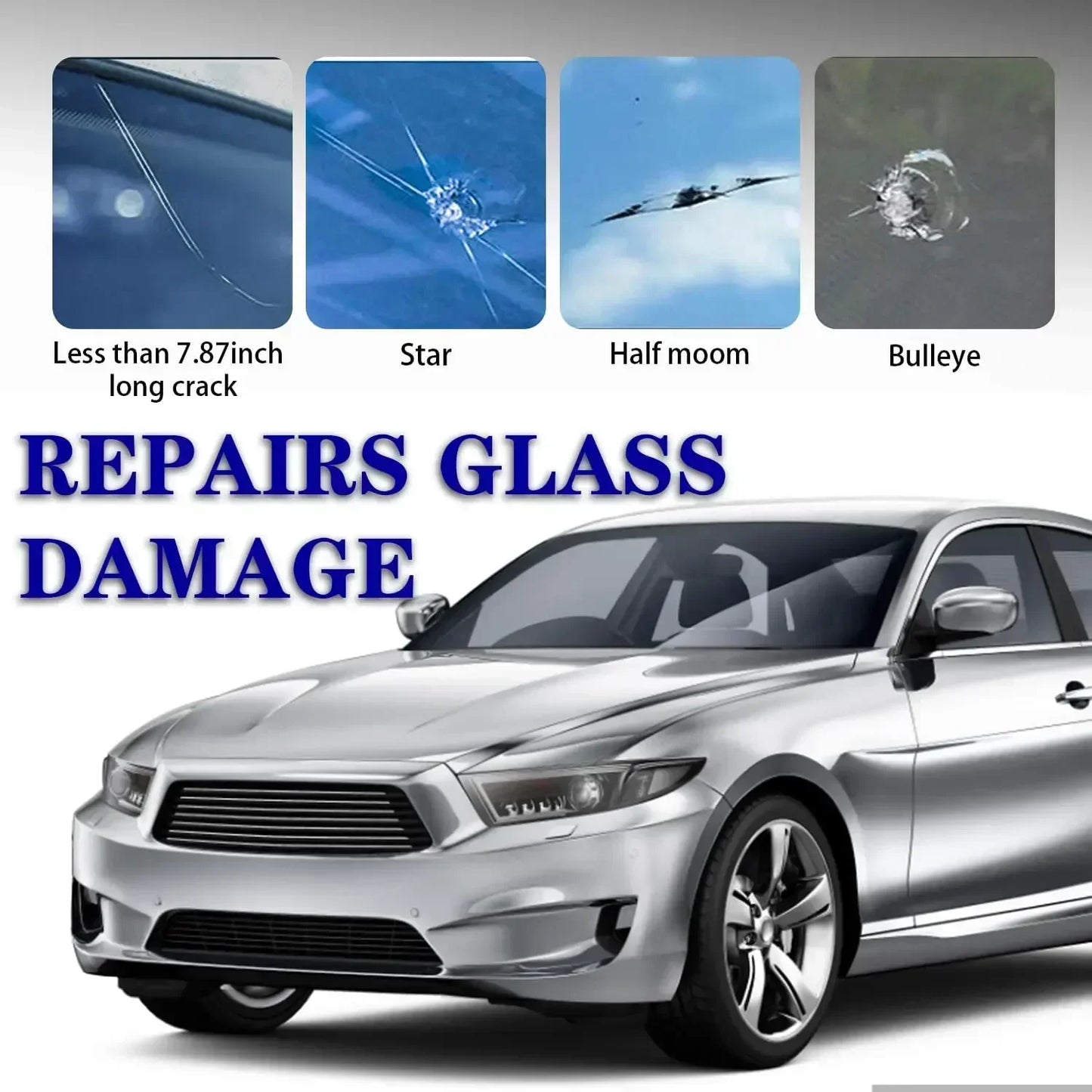 Windshield Repair Kit – DIY Automotive Glass Tool for Chips, Cracks & Star-Shaped Damage with Nano Fluid Filler
