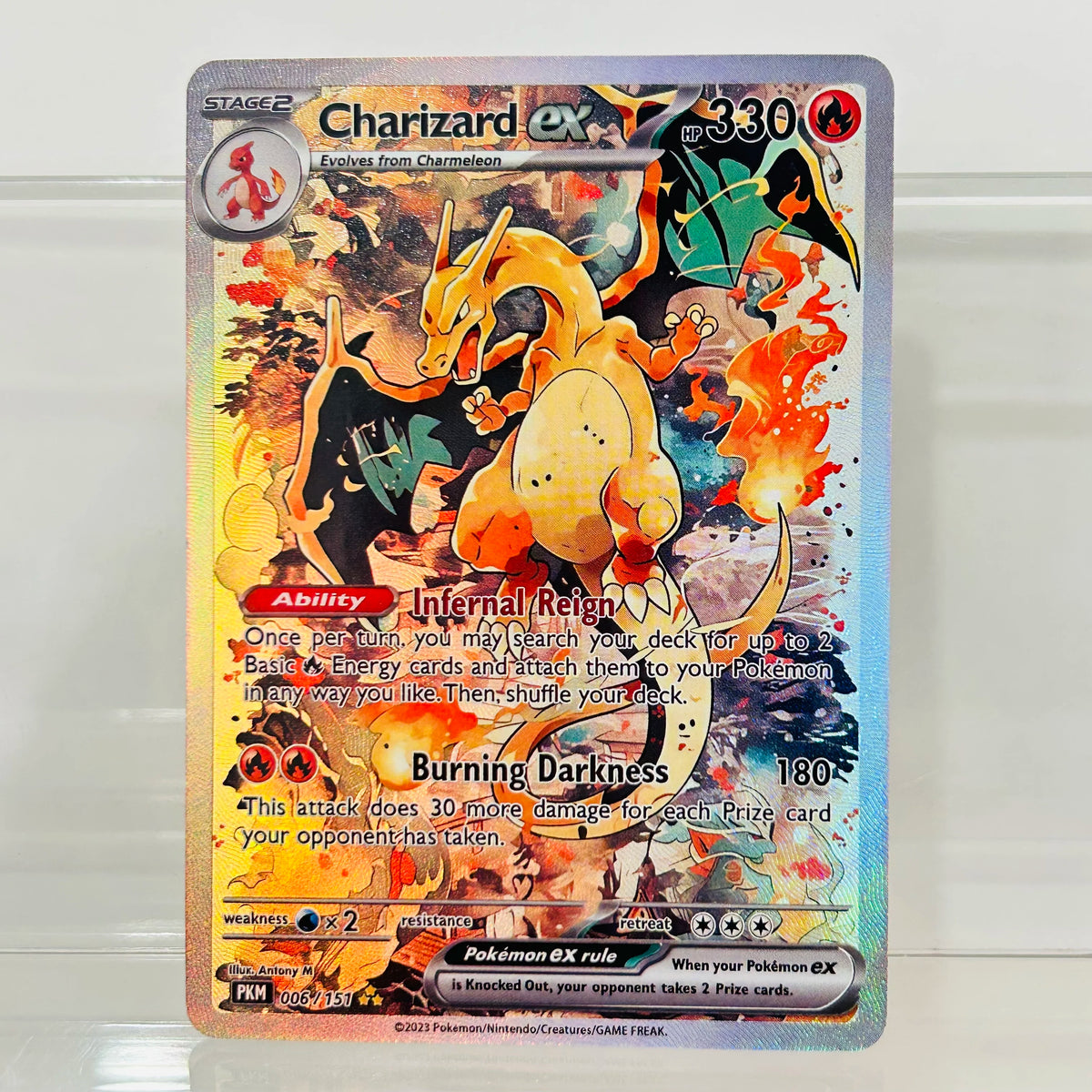 Ash’s Charizard ex Holographic Card – 0006/1025 English Foil Texture Anime Collectible Card