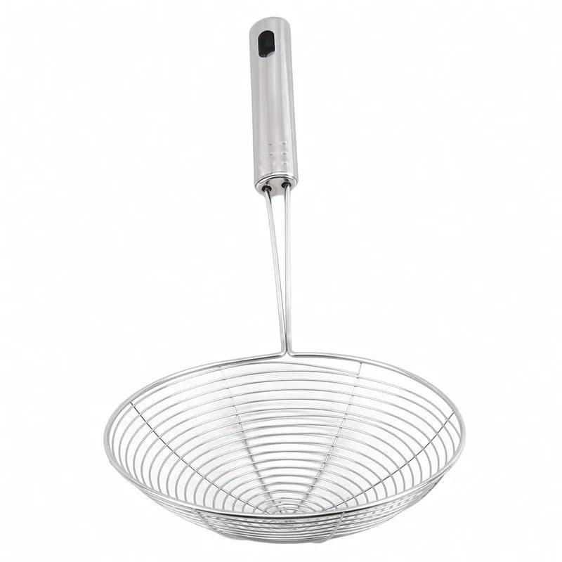 Stainless Steel Oval Skimmer - Mesh Oil Pot Food Filter, Cookware Colander, Fried Food Strainer for Kitchen Baking and Cooking