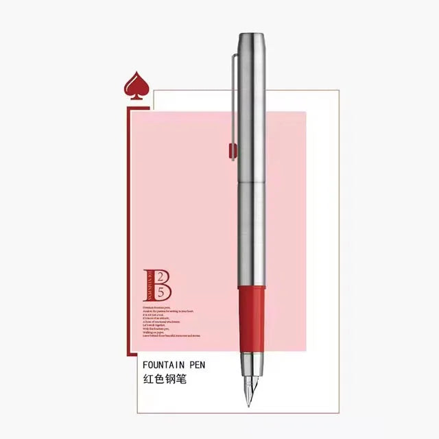 MAJOHN B25 Metal Fountain Pen - Fine Nib Stainless Steel Writing Pen with Ink Absorber for Business & Office Use