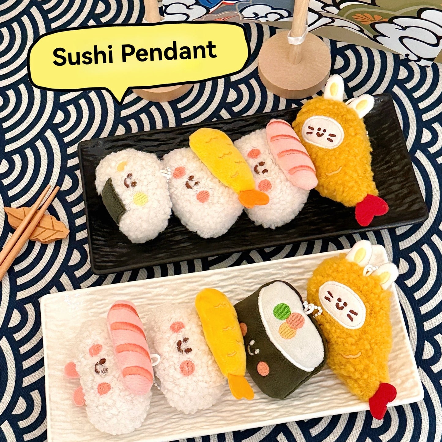 Cute Food Plush Pendant 1/6/12 Pcs - Sushi Backpack Keychain Doll Charm & Toy Accessory