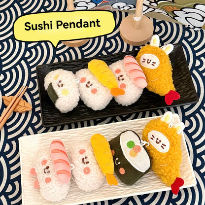 Cute Food Plush Pendant 1/6/12 Pcs - Sushi Backpack Keychain Doll Charm & Toy Accessory