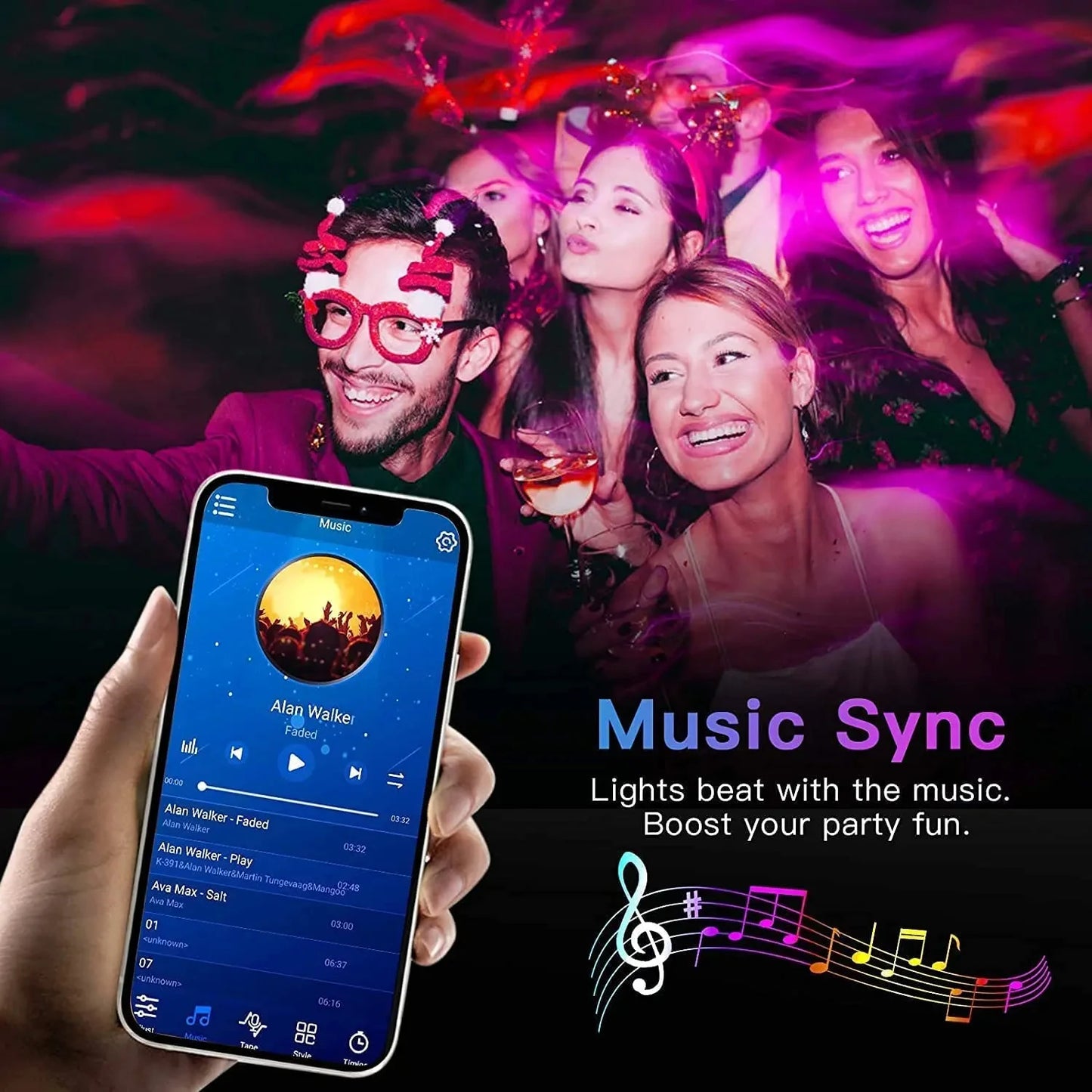 Bluetooth LED Strip Lights - Smart 5050 RGB App Remote TV & Home Decor Lighting