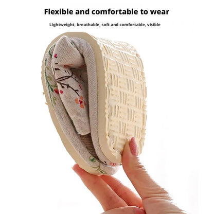 Linen Flax Slippers - Lightweight Breathable Non-Slip Indoor Slides for Women & Men