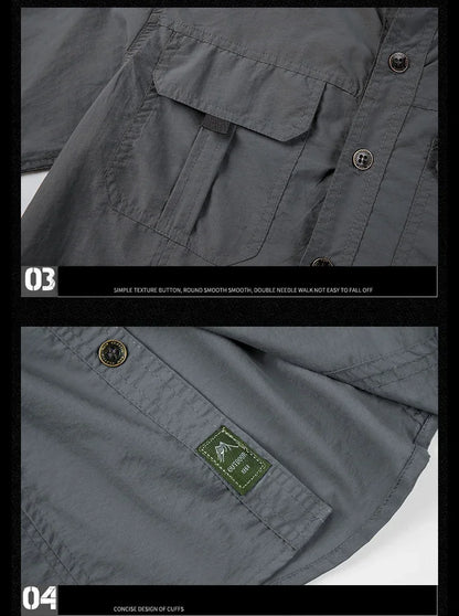 Men's Lightweight Tactical Shirt – Breathable Long Sleeve Outdoor Work Shirt with Sun Protection