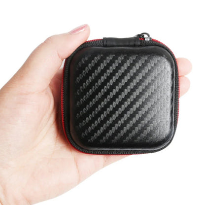 Portable Mini Zipper Headphone Bag – Square Hard Case, Aseismic & Moisture-Proof Storage for Headset, SD & TF Cards