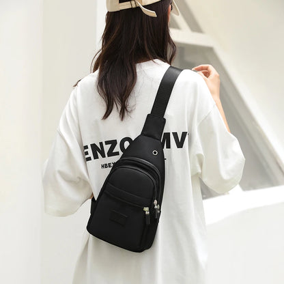 Women's Pure Color Nylon Chest Bag – Casual Shoulder & Crossbody Bag, Fashionable High-Quality Female Bag