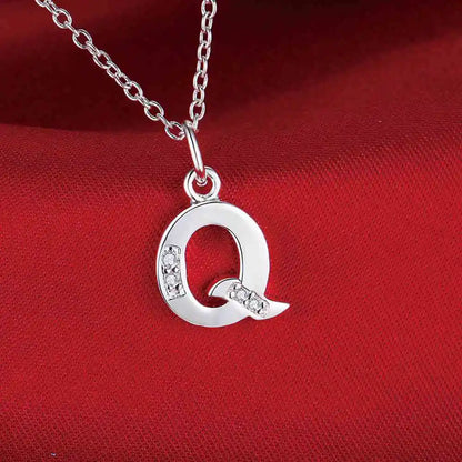 26 Letters 925 Sterling Silver Zircon Necklace Pendant – Personalized Alphabet Jewelry for Women | Elegant Wedding & Gift Accessory