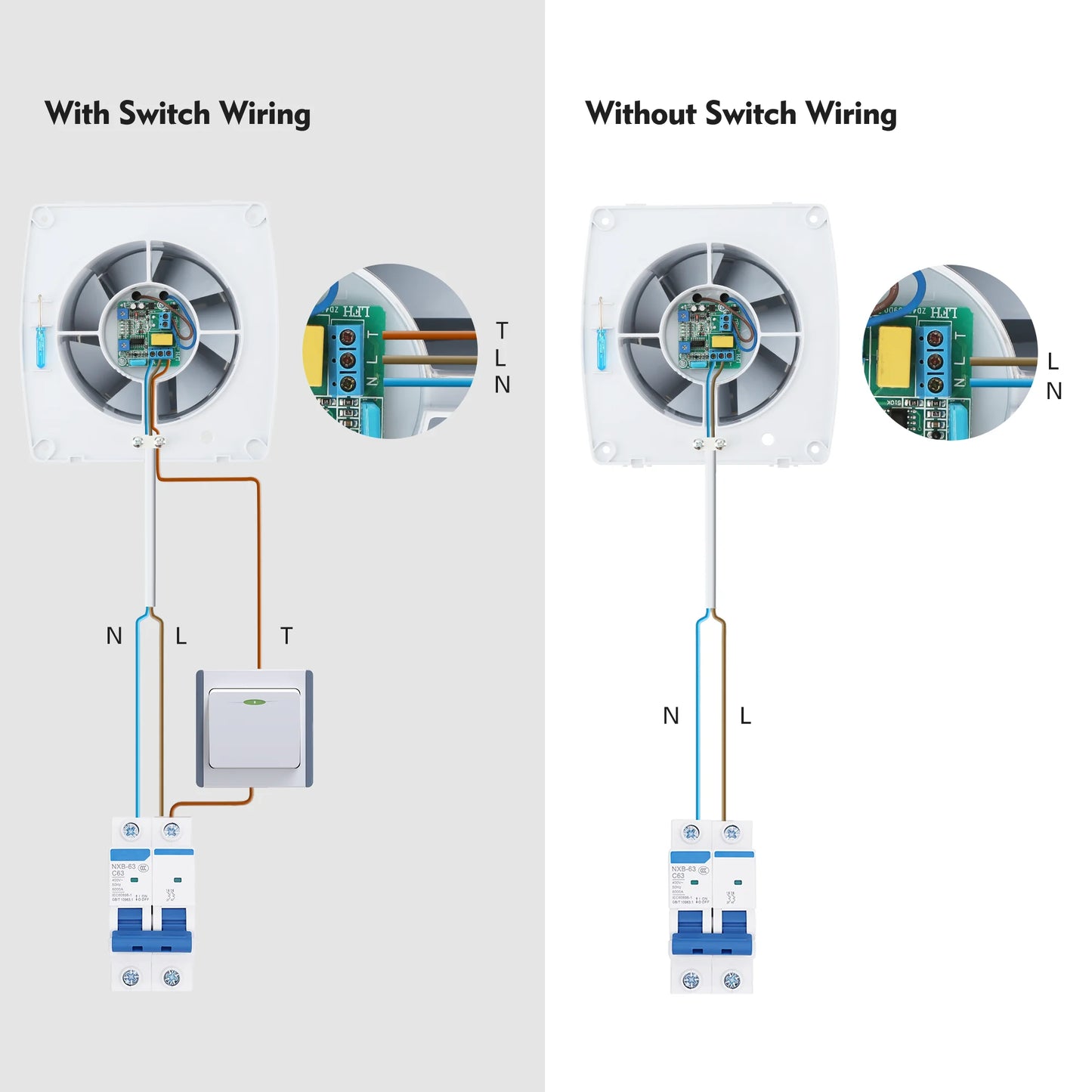 230V 4" 100MM Duct Extractor Fan – Smart Bathroom Exhaust with Timer, Humidistat, and Humidity Sensor for Shower & Toilet