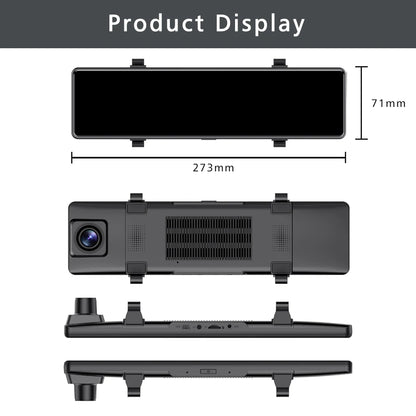 11.26" 4K 2160P Car DVR Dash Cam – CarPlay, Android Auto, GPS, WiFi, Bluetooth, FM, Rear View Mirror Camera & Drive Recorder
