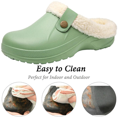 Bebealy Casual Women’s Garden Shoes & Warm Fluffy Men’s Waterproof Winter Slippers – Outdoor Antiskid Classic Leopard Design