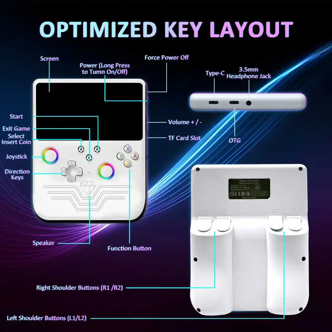 FLLBW R60 Max Retro Game Console - 6" IPS Handheld with 128GB Storage, 22,000 Games & Linux System