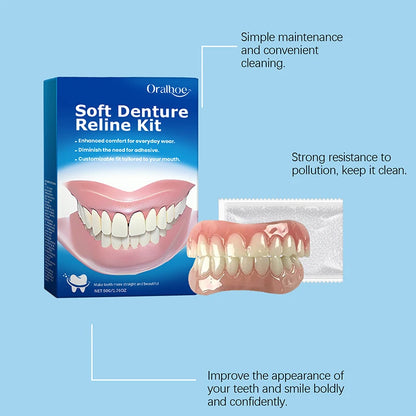 Denture Silicone Kit – Soft Denture Liners for Upper & Lower Teeth, Easy Use Dental Care Replacement Set