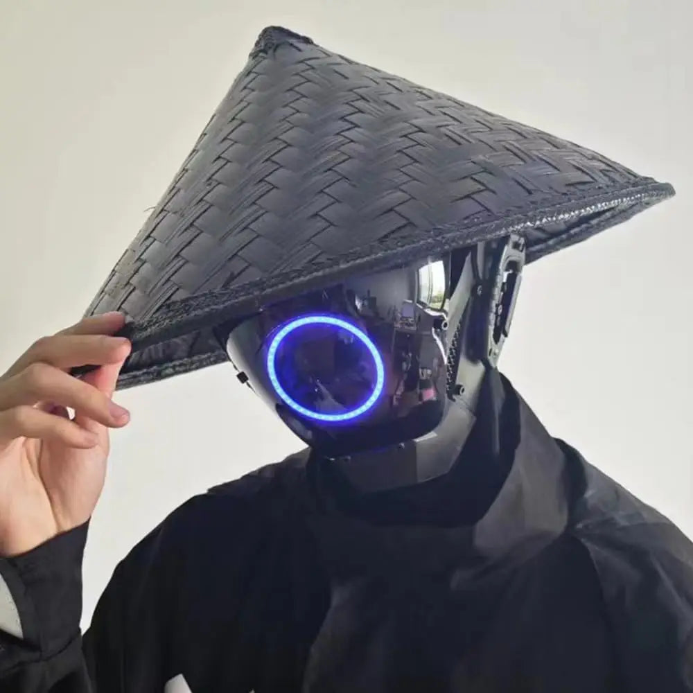 JAUPTO Punk Mask Cosplay for Men & Women – LED Round Light Mask for Halloween, Party & Music Festival Accessories